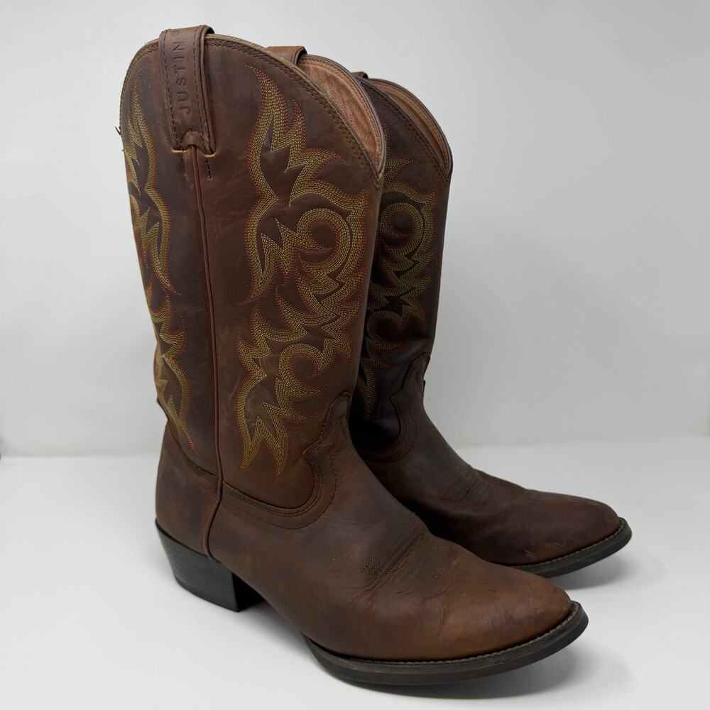 Justin Brown Leather Western Cowboy Boots Men’s 10.5E